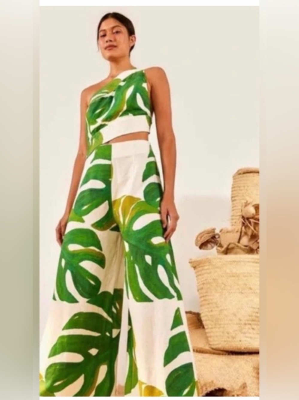 New FARM Rio Monstera One-shoulder Jumpsuit, Sz. Medium - Picture 3 of 3